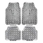 Carxs Full Metal Design Car Floor Mats Heavy Duty Metallic 4pc Front Rear Silver Rubber MT-641 CFMDCFMHDM4FRS