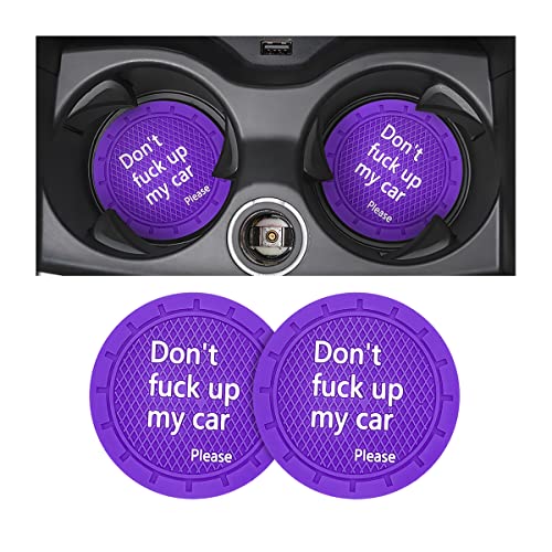 2 Pack Car Cup Holder Coasters, 2.75 Inch Non-Slip PVC Insert Cup Coaster, Anti-Scratch Auto Cup Mats for Women Men, Vehicle Interior Accessories for Car, SUV, Truck (D Deep Purple/2PCS) - color: D Deep Purple/2pcs