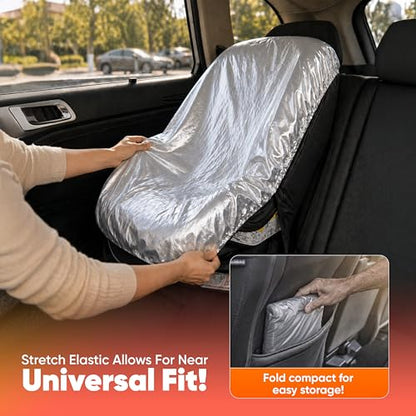 EcoNour Baby Car Seat Sun Shade Cover | Infant Carseat Heat Protector Keeps Toddler Seat at a Cool Temperature | Reflective car seat Sunshade Blocks Out Heat | Baby Travel Accessories - color: Silver