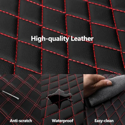 HChengkikz Leather Car Seat Covers, Breathable and Waterproof Seat Cover Full Set, PU Premium Universal Fit Automotive Airbag Compatible for Cars Sedans SUVs Vans and Trucks (Full Set, Black+Redline) - color: N1 Black Redline, size: Full Set