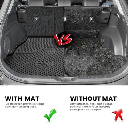 LASFIT Cargo Trunk Mat with Backrest Mats for Toyota RAV4 2025 2024 2023 2022 2021 2020 2019 (Include Hybrid) All Weather TPE Rear Cargo Liner Custom Fit Waterproof RAV 4 Accessories, Black