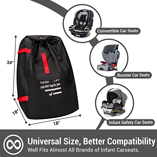 Car Seat Travel Bag Backpack for Air Travel - Karfast Universal Infant Carseat Gate Check Bag Cover for Airplane, Foldable with Pouch, Black - color: Black