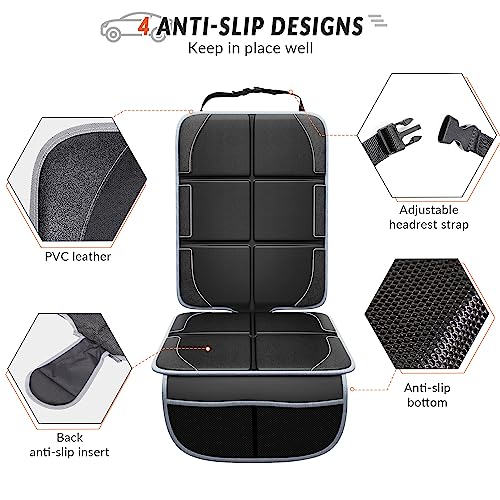 Gimars Car Seat Protector, 2 Pack, XL Thicken EPE Cushion Waterproof 600D Fabric Car Seat Cover for Child Car Seat with Nonslip Backing Mesh Pockets for Baby SUV Sedan Truck Leather Seats, Black-Gray - color: B-2PACK