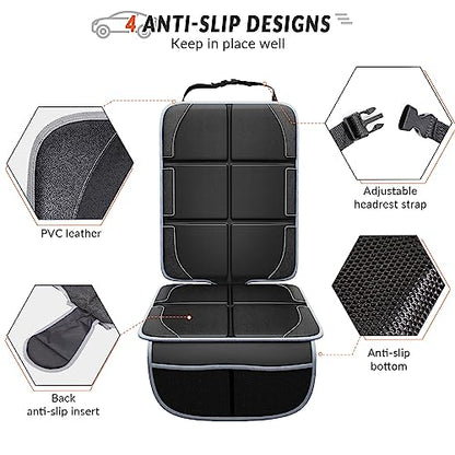 Gimars Car Seat Protector, 2 Pack, XL Thicken EPE Cushion Waterproof 600D Fabric Car Seat Cover for Child Car Seat with Nonslip Backing Mesh Pockets for Baby SUV Sedan Truck Leather Seats, Black-Gray - color: B-2PACK