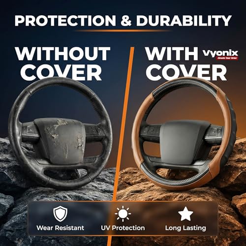 18 Inch Semi Truck Steering Wheel Cover for Freightliner Cascadia, Kenworth T680 T880, Peterbilt 579 & Volvo VNL – Heavy Duty Anti-Slip Leather Grip for Big Rig Class 8 Trucks – Brown - color: Royal Brown