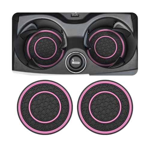 Osilly 2 Pack Car Coasters for Cup Holder, 2.75 Inch No-Slip Anti Dust Insert Coaster, Universal Auto Waterproof Coasters Silicon Insulation Cup Mats for Woman Man, Suit for Vehicle Interior (Pink) - color: Black/Pink, size: 2PCS