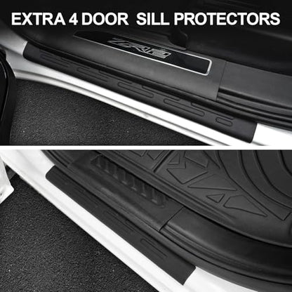 Floor Mats for 2019-2026 Chevy Silverado/GMC Sierra 1500 & 2020-2026 Silverado/Sierra 2500HD/3500HD, Crew Cab Bucket Seat Only (Without Rear Underseat Storage Box), TPE All Weather Durable Mats
