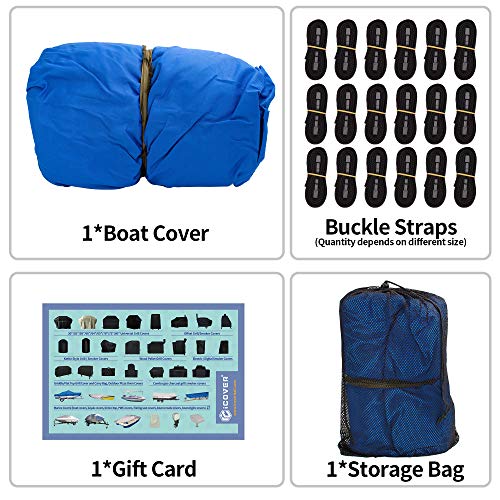 iCOVER Center Console Boat Cover, 600D Heavy Duty Marine Grade Waterproof Tear Resistant Boat Covers, Fits Boats 17'-19' Long Beam Width up to 102", Trailerable Boat Cover with Support Pole, Blue