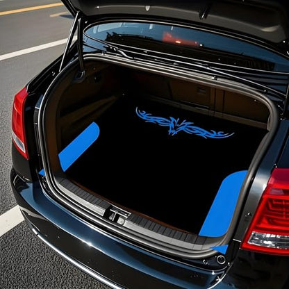 Universal Car Trunk Mat 29" x 39", Blue Stripes Print All Weather Trunk Protection Cargo Liner, Durable Cargo Mat Rear Trunk Liner, Stylish Vehicle Interior Accessories Suitable for Most Car Models - color: Blue Stripes