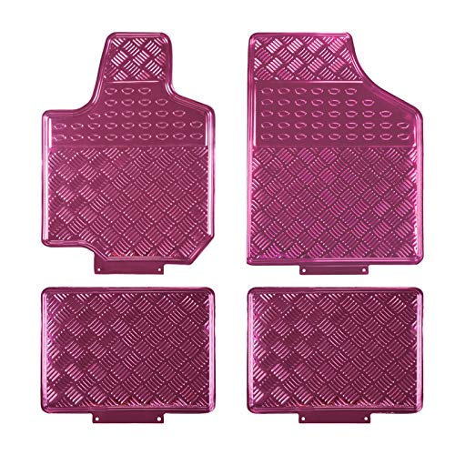 All Weather Aluminum Universal Fit Car Floor Mats Fit for Sedan, SUVS, Truck and Vans Set of 4 (Pink)