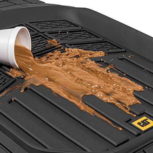 Cat® CAMT-9014 (4-Piece) Heavy Duty Deep Dish Rubber Floor Mats, Trim to Fit for Car Truck SUV & Van, All Weather Total Protection Durable Liners - color: Black, style: CAMT-9014