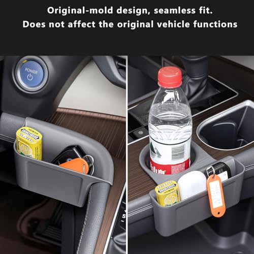 2PCS Cup Holder Storage Box for Toyota Sienna 2021-2026 Gear Shift Insert Organizer Tray Pockets Cup Groove Storage Multifunction Box(Gray) - size: Cup Holder Storage Box