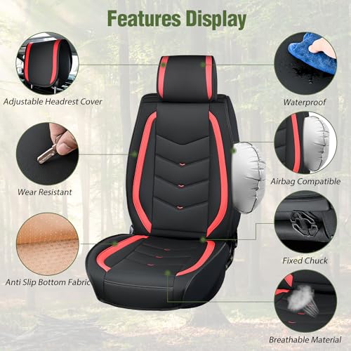 Nilight Car Seat Covers Custom Fit 2007-2024 Chevy Silverado GMC Sierra 1500 2500HD 3500HD Waterproof Wear-Resistant Faux Leather Anti Slip Cushion Set (2PCS Front Cover) - color: Front Sets 2 Seat, style: Chevy Silverado/GMC Sierra 2007-2024