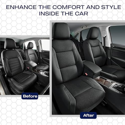 Skechers Memory Foam Car Seat Covers and Seat Cushion,Air Cool Mesh Thick Seat Covers, Two Front car seat Protector, Airbag Compatible, Automotive Comfort Protection for Most Cars, Vans, Trucks, Black