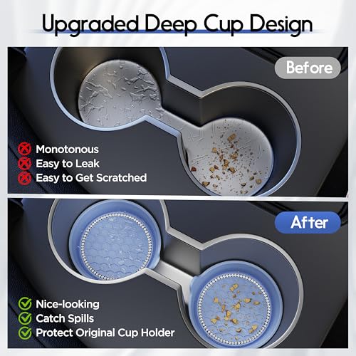 Car Cup Coaster Universal Non-Slip Cup Holders Bling Crystal Rhinestone Car Interior Accessories 2 Pack Gray Blue - color: Gray Blue, size: 2 Pack