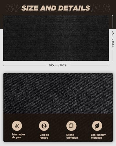 Cat Scratch Furniture Protector, Trimmable Self-Adhesive Carpet, DIY Climb Cat Scratcher Mat for Covering Cat Tower and Couch Protector from Cat Claws (78.7x15.8in Black) - color: Black