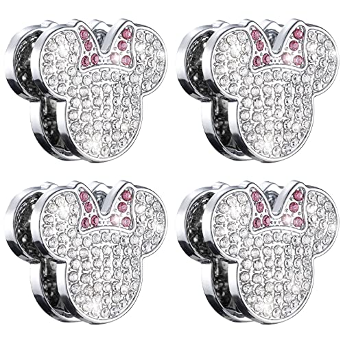 Pangpai Bling Car Hooks, Cute Rhinestones Car Organizer Interior Accessories, Car Dashboard Decorations Hook for Umbrellas Grocery Bags Handbag Purse, 4 Pack - color: minnie4