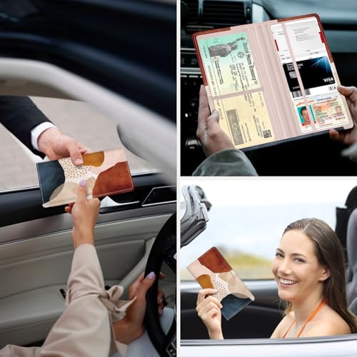Car Registration and Insurance Holder，Colour Patterns Men Women Car License Document Registration and Insurance Card Holder - color: Abstract Texture