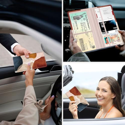 Car Registration and Insurance Holder，Colour Patterns Men Women Car License Document Registration and Insurance Card Holder - color: Abstract Texture