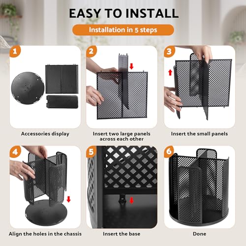Rotating Paper Cup Dispenser, Cup Holder with 4 Compartments, Disposable Coffee Cup Dispenser Removable, Plastic Cup Storage & Lid Holder for Countertops, Kitchen, Coffee Stations (Black)