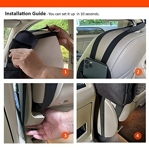 Car Seat Side Organizer, Auto Seat Storage Hanging Bag, Phones, Drink, Stuff Holder with Mesh Pocket for Cars, SUV & Truck