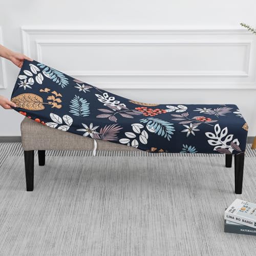 SPRINGRICO Stretch Dining Bench Cover, Removable Bench Slipcover Washable Bench Seat Protector Rectangle Bench Cover for Dining Room, Living Room, Bedroom, Kitchen (Garden Wind) - color: Garden Wind