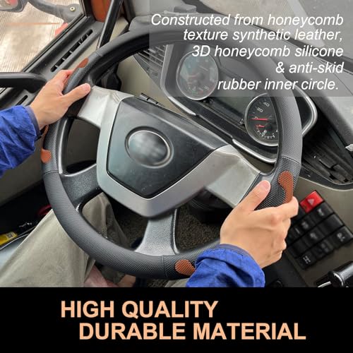 PINCTROT XL Size 17.5-18 Inch Comfy Grip Steering Wheel Cover for Semi Truck, Fits RV, Big Rig Trucker, 18 Wheeler and Classic Cars, Anti-Slip Design 17.5-18 Inch(Silicone Brown) - color: 8.Brown, size: Extra Large Size[17 1/2''-18'']