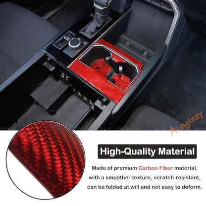 Car Front Seat Central Armrest Cup Holder Cup Panel Trim Sticker Compatible with Toyota Tundra/Sequoia 2022-2024 Real Carbon Fiber Center Console Cup Holder Decorative Frame Protect Cover Accessories - size: Central Control Cup Holder Panel Trim