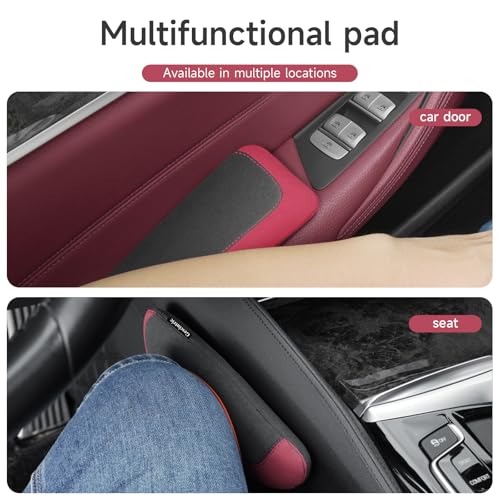 Alcantane Elbow Rest: Memory Foam Support for Car Legs and Knee, Anti-Fatigue - color: Red left hand pad