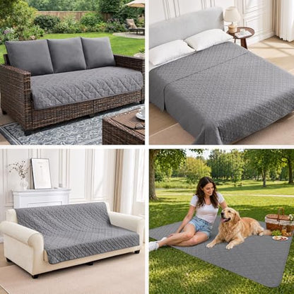 PAWFINITY Waterproof Armchair Couch Cover for Dogs, Washable Pet Blanket, Paw Print Quilted, Pet Hair Resistant, Scratch-Resistant Furniture Protector for Single Sofa & Chair, 30x30 Inch, Grey - size: 30x30 inch (pack of 1)