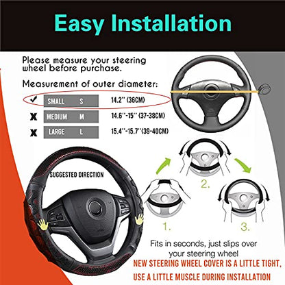 PINCTROT Small Size Steering Wheel Cover Great Grip with 3D Honeycomb Anti-Slip Design, 14 Inch (Wine Red) - color: 1.Wine Red, size: Small Size[14''-14 1/4'']