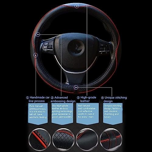 Car Steering Wheel Cover, Anti-Slip, Safety, Soft, Breathable, Heavy Duty, Thick, Full Surround, Sports Style (Black) - color: Black