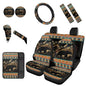 Dreaweet Mountain Bear Aztec Car Seat Covers Full Set 12 Pcs Southwestern Car Accessories Seat Covers with Steering Wheel Cover/Arm Rest Pads/Seat Belt Pads/Coasters/Gear Shift Cover/Handbrake Cover - color: Mountain Bear Aztec