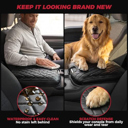 FREESOO Center Console Cover for 2013-2018 Dodge Ram 1500 & 2013-2024 Ram 2500/3500/1500 Classic Model, Armrest Cushion Pad, Waterproof Faux Leather, Non-Slip & Anti-Scratch, Jump Seat Only - size: 2013-2026 Jump seat covers