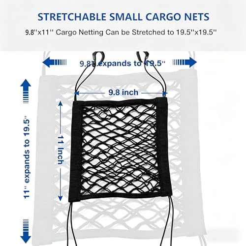ZMD 2PCS Upgrade Cargo Net for Motorcycle Helmet Storage, 9.8"X11" High-Elastic Double Layer Bungee Net with 8 Hooks, Small Cargo Net for Bikes, Electric Bikes, Scooters, Motorcycles - size: 11 x 9.8 Inches