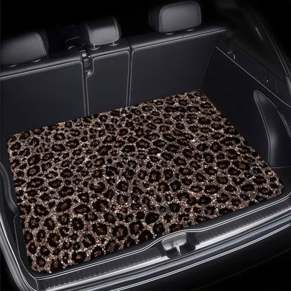 Universal Car Trunk Mat, All Weather Trunk Protection Cargo Liner, Stylish Vehicle Interior Accessories, Durable Cargo Mat Rear Trunk Line Suitable for Most Car (Brown Leopard Print, 29" x 39") - color: Brown Leopard Print