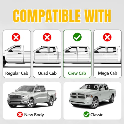 Floor Mats for 2013-2018 Dodge Ram 1500/2500/ 3500 Crew Cab, TPE Automotive All Weather Cover Protection Waterproof Floor Liner Front & Rear Row Full Set Car Mats for 19-24 Ram 1500 Classic Crew Cab - size: 3PCS (2Row), style: For 2013-2018 | Dodge Ram 15