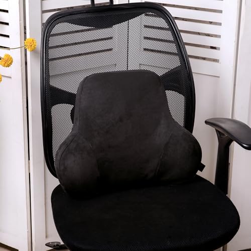 Lumbar Support Pillow for Car, Soft Memory Foam and Suede Cover, Back Support for Car Drivers and Passengers