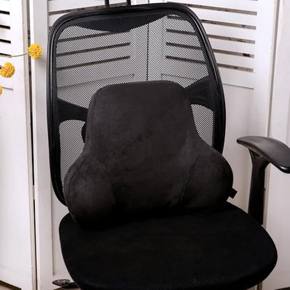Lumbar Support Pillow for Car, Soft Memory Foam and Suede Cover, Back Support for Car Drivers and Passengers