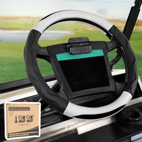 10L0L Golf Cart Steering Wheel Cover for Yamaha, Club Car DS & Precedent 1981-up, 14 Inch Black White - color: Black white