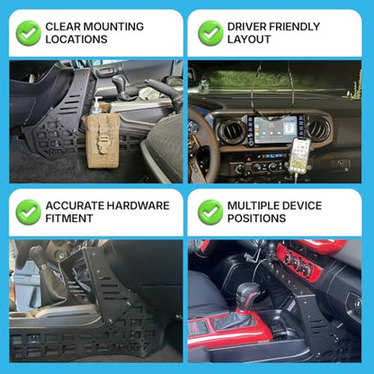 Rago Fabrication Center Console Molle Storage Panel Compatible with 3rd Gen Tacoma 2016-2023 - Pickup Interior Organizer, Modular Gear Mount System for Tablets & GPS - size: Tacoma 3rd Gen