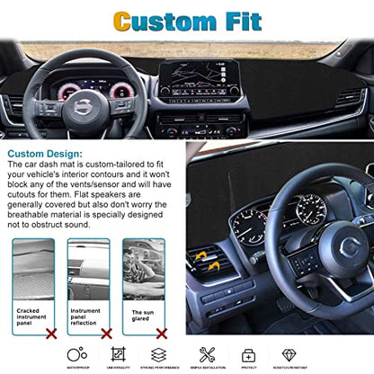 x xotic tech Center Console Dashboard Mat Pre-Cut Non-Slip Sunshield Sun Glare Protector Dash Carpet Pad Black Cover Compatible with Nissan Rogue 2021 2022 2023 2024 2025 2026 - color: Compatible with Nissan Rogue 2021-2026