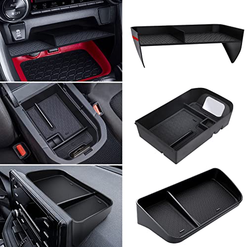 DIAMOOKY Upgraded Center Console Organizer Compatible with Toyota RAV4 2025 2024 2023 2022-2019 Interior Accessories, Armrest Storage Box, Dash Storage Tray(Not for New 10.5'' Multimedia Display)-3pcs