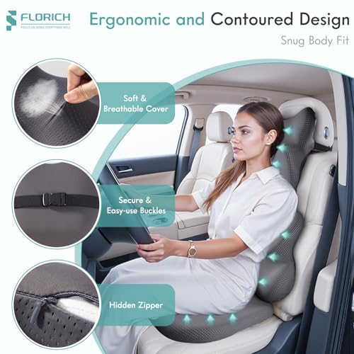 Car Seat Cushion and Lumbar Support Pillow for Office Chair Car, Neck Headrest Pillow, Ergonomic Memory Foam, Pressure-Relieving Back Support for Car, Office Chair & Wheelchair – Gray - color: Deepgray, size: Seat Cushion&Lumbar Pillow&Headrest Pillow