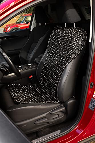 Zento Deals Bead Seat Cover Black Royal Wood Massage Cool Premium Comfort Cushion- Reduces Fatigue the Car or Truck or Your Office Chair