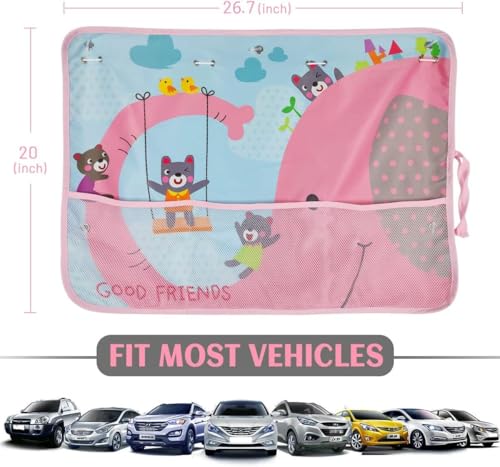 Car Sun Shade for Window Baby, 2 Pack Full Shade Window Shades with Storage Net Pocket, 7 Suction Cups, Cute Elephant for Sun/Heat/UV Rays Protection, Kids - color: Elephant-2pcs