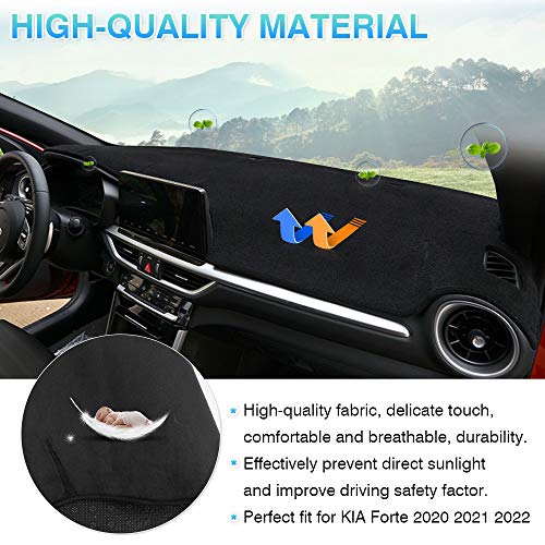 Autorder Dashboard Cover Mat for 2019-2023 2024 Kia Forte Accessories Dash Cover Flannel Dash Mat Sunshade Glare UV Rays Protector - size: 2019-2024 Kia Forte