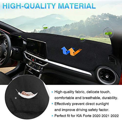Autorder Dashboard Cover Mat for 2019-2023 2024 Kia Forte Accessories Dash Cover Flannel Dash Mat Sunshade Glare UV Rays Protector - size: 2019-2024 Kia Forte
