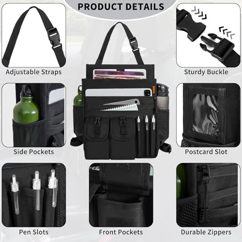 Car Front Seat Organizer Backseat Organizer with Dedicated Tablet Laptop Storage Adjustable Shoulder Strap Cup Holder Truck Seat Storage Universal Fits for Most of Car