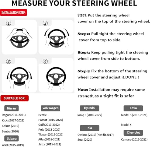 D Shape Steering Wheel Cover,Universal 14.5-15 Inch Car Black Leather Steering Wheel Wrap with Better Sport Grip for Men Women,Fit D Shaped Flat Bottom Steering Wheel - color: D Shape Black Leather